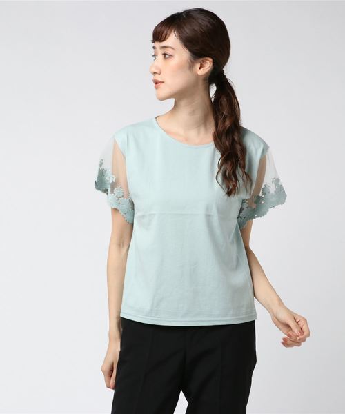 flower（フラワー）の「フラワースリーブトップ（Tシャツ/カットソー・レディース・アイボリー/ブラック/ベージュ/ブルー・FREE）」の7枚目の写真