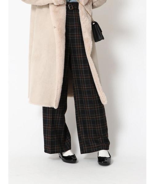 earth music&ecology(アースミュージックアンドエコロジー)の「ミルクティーワイドパンツ*(その他パンツ・レディース・チェック/その他12/アイボリー/キャメル・FREE)」の9枚目の写真