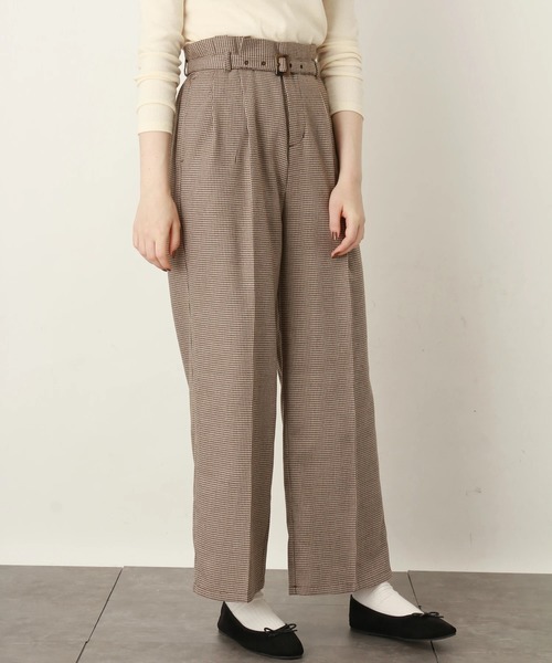 earth music&ecology(アースミュージックアンドエコロジー)の「ミルクティーワイドパンツ*(その他パンツ・レディース・チェック/その他12/アイボリー/キャメル・FREE)」の4枚目の写真