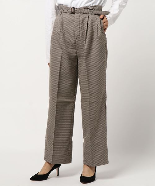 earth music&ecology(アースミュージックアンドエコロジー)の「ミルクティーワイドパンツ*(その他パンツ・レディース・チェック/その他12/アイボリー/キャメル・FREE)」の6枚目の写真