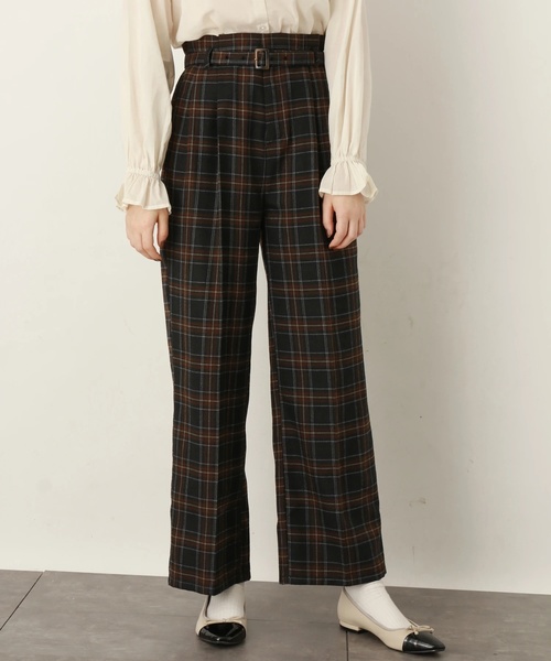 earth music&ecology(アースミュージックアンドエコロジー)の「ミルクティーワイドパンツ*(その他パンツ・レディース・チェック/その他12/アイボリー/キャメル・FREE)」の8枚目の写真