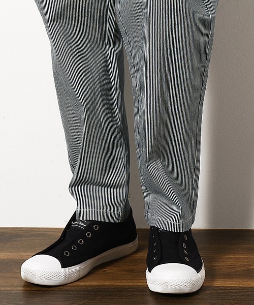 Purple&Yellow（パープルアンドイエロー）の「ヒッコリー　デニム　シェフパンツ（デニムパンツ・メンズ・ストライプ/インディゴブルー・SMALL/MEDIUM/LARGE/X-SMALL）」の13枚目の写真