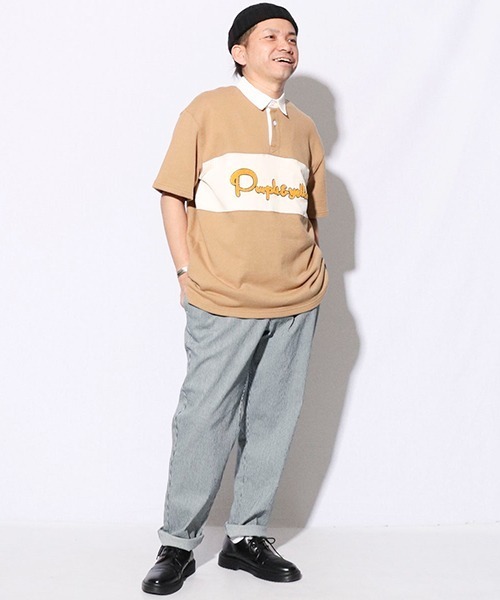 Purple&Yellow（パープルアンドイエロー）の「ヒッコリー　デニム　シェフパンツ（デニムパンツ・メンズ・ストライプ/インディゴブルー・SMALL/MEDIUM/LARGE/X-SMALL）」の17枚目の写真