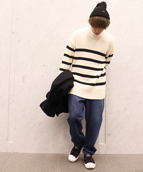 Purple&Yellow（パープルアンドイエロー）の「ヒッコリー　デニム　シェフパンツ（デニムパンツ・メンズ・ストライプ/インディゴブルー・SMALL/MEDIUM/LARGE/X-SMALL）」の3枚目の写真