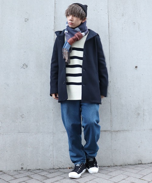 Purple&Yellow（パープルアンドイエロー）の「ヒッコリー　デニム　シェフパンツ（デニムパンツ・メンズ・ストライプ/インディゴブルー・SMALL/MEDIUM/LARGE/X-SMALL）」の7枚目の写真