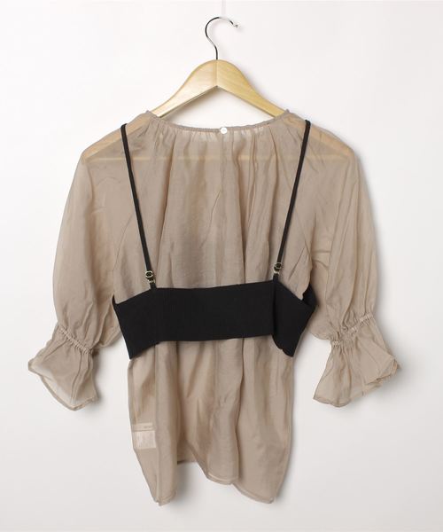 archives（アルシーヴ）の「ニットキャミソール＋シアーブラウス（シャツ/ブラウス・レディース・ベージュ/グレー/オフホワイト・MEDIUM）」の4枚目の写真