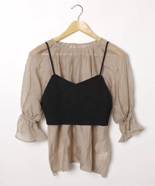 archives（アルシーヴ）の「ニットキャミソール＋シアーブラウス（シャツ/ブラウス・レディース・ベージュ/グレー/オフホワイト・MEDIUM）」の5枚目の写真