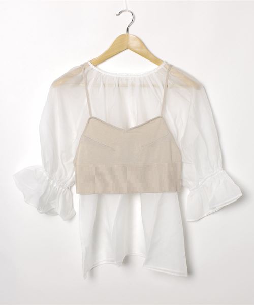 archives（アルシーヴ）の「ニットキャミソール＋シアーブラウス（シャツ/ブラウス・レディース・ベージュ/グレー/オフホワイト・MEDIUM）」の8枚目の写真