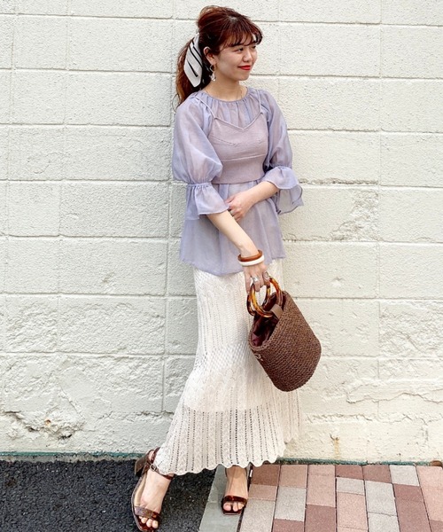 archives（アルシーヴ）の「ニットキャミソール＋シアーブラウス（シャツ/ブラウス・レディース・ベージュ/グレー/オフホワイト・MEDIUM）」の12枚目の写真