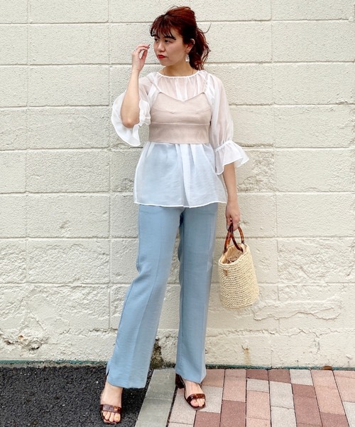 archives（アルシーヴ）の「ニットキャミソール＋シアーブラウス（シャツ/ブラウス・レディース・ベージュ/グレー/オフホワイト・MEDIUM）」の9枚目の写真