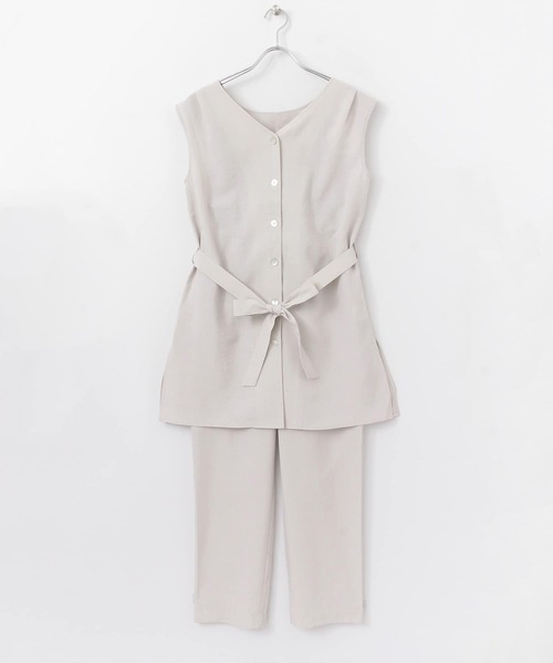 SENSE OF PLACE by URBAN RESEARCH（センスオブプレイスバイアーバンリサーチ）の「リネンライクセットアップ(テーパード)（ワンピース・レディース・ブラック/ライトベージュ/ベージュ・SMALL/MEDIUM）」の16枚目の写真