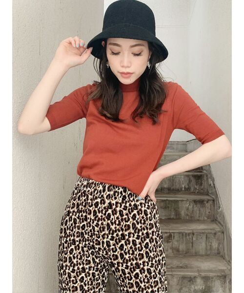 GYDA（ジェイダ）の「ハーフスリーブニットTOPS（ニット/セーター・レディース・ブラック/オレンジ/マスタード/ベージュ・FREE）」の4枚目の写真