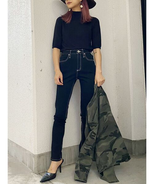 GYDA（ジェイダ）の「ハーフスリーブニットTOPS（ニット/セーター・レディース・ブラック/オレンジ/マスタード/ベージュ・FREE）」の10枚目の写真