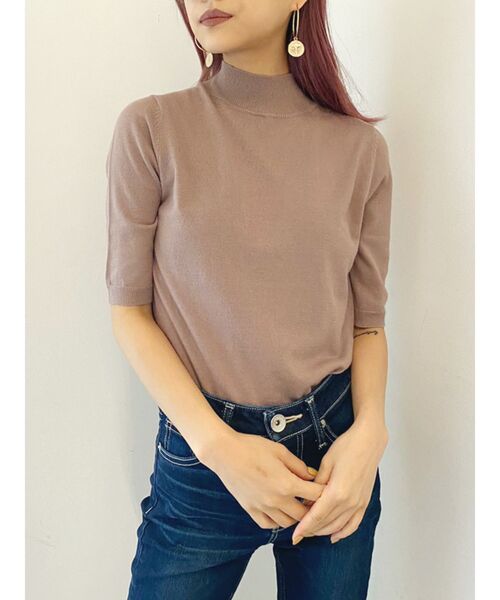 GYDA（ジェイダ）の「ハーフスリーブニットTOPS（ニット/セーター・レディース・ブラック/オレンジ/マスタード/ベージュ・FREE）」の11枚目の写真