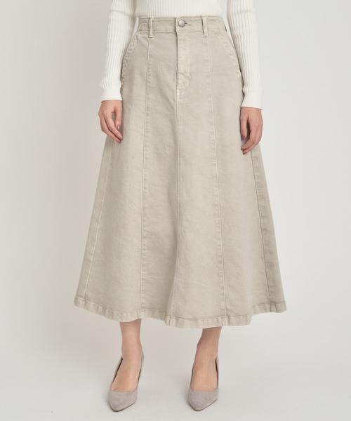 YANUK(ヤヌーク)の「センターシーム スカート - Center Seam Skirt(デニムスカート・レディース・ベージュ/グレイッシュベージュ/ブラウン・S/XS/M)」の3枚目の写真