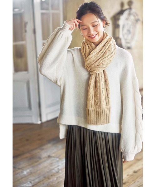 GeeRA(ジーラ)の「マフラー付ニットコート(その他アウター・レディース・杢グレー/ベージュ・XX-LARGE/X-LARGE/LARGE/MEDIUM)」の5枚目の写真