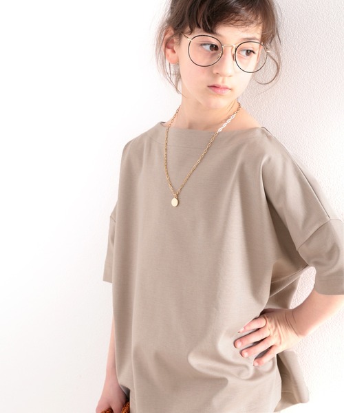 classicalelf（クラシカルエルフ）の「≪キッズ≫綿100%　上質コットン。華奢見せ、ルーズプルオーバー（Tシャツ/カットソー・キッズ・ホワイト/ブラック/モカ・130/140/150/160）」の3枚目の写真