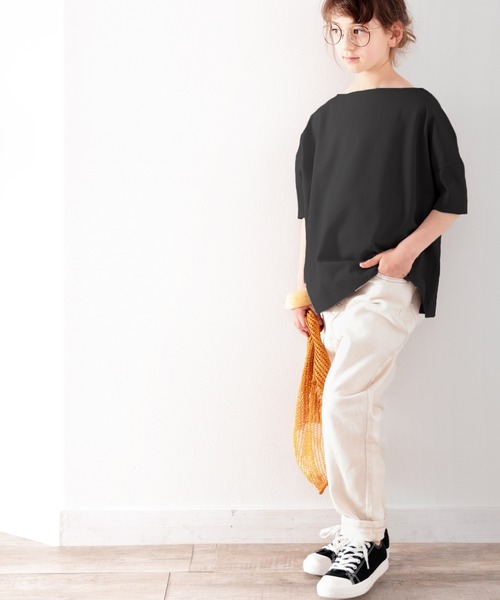 classicalelf（クラシカルエルフ）の「≪キッズ≫綿100%　上質コットン。華奢見せ、ルーズプルオーバー（Tシャツ/カットソー・キッズ・ホワイト/ブラック/モカ・130/140/150/160）」の13枚目の写真