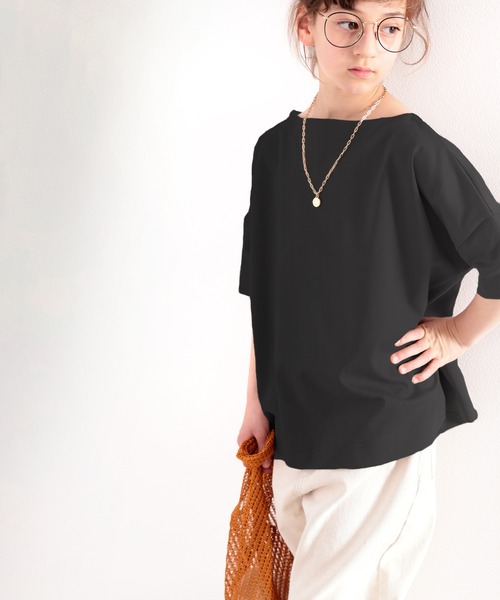classicalelf（クラシカルエルフ）の「≪キッズ≫綿100%　上質コットン。華奢見せ、ルーズプルオーバー（Tシャツ/カットソー・キッズ・ホワイト/ブラック/モカ・130/140/150/160）」の15枚目の写真
