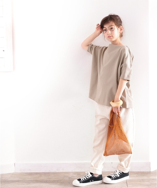 classicalelf（クラシカルエルフ）の「≪キッズ≫綿100%　上質コットン。華奢見せ、ルーズプルオーバー（Tシャツ/カットソー・キッズ・ホワイト/ブラック/モカ・130/140/150/160）」の12枚目の写真