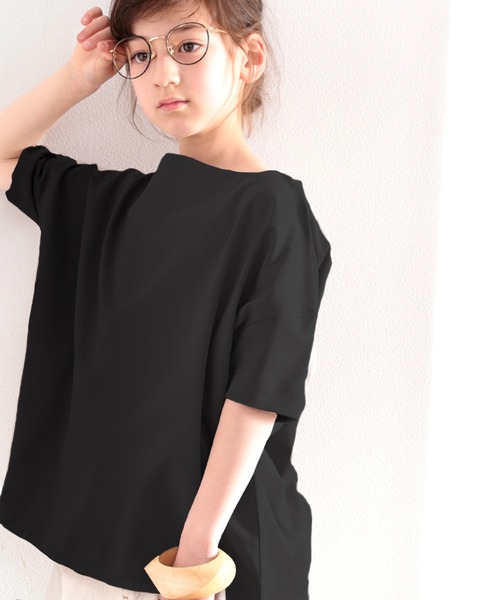 classicalelf（クラシカルエルフ）の「≪キッズ≫綿100%　上質コットン。華奢見せ、ルーズプルオーバー（Tシャツ/カットソー・キッズ・ホワイト/ブラック/モカ・130/140/150/160）」の5枚目の写真