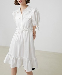 【Fano Studios】Puff sleeve frilled shirt dress FX20L192