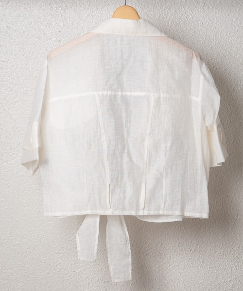 GGD（ジージーディー）の「HAVE A NICE TRIP / ハヴァナイストリップ　クレープリネンコロニアルタイシャツ（シャツ/ブラウス・レディース・ベージュ/オフホワイト/グレー/バーガンディー・LL/L/M/XXL）」の10枚目の写真