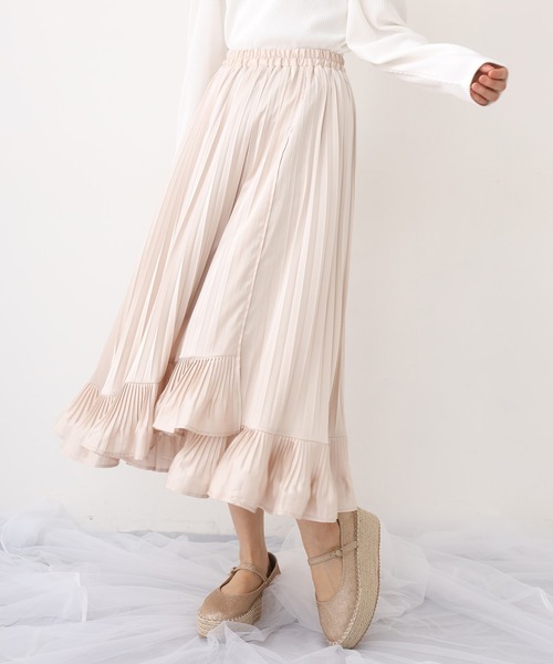 one after another NICE CLAUP(ワンアフターアナザーナイスクラップ)の「イレヘムプリーツスカート(スカート・レディース・オフホワイト/ライトベージュ/ベージュ系その他/ブルー系その他/ドット・FREE)」の20枚目の写真