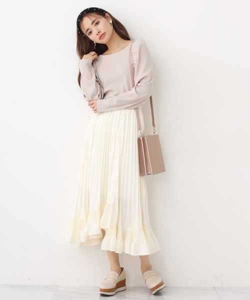 one after another NICE CLAUP(ワンアフターアナザーナイスクラップ)の「イレヘムプリーツスカート(スカート・レディース・オフホワイト/ライトベージュ/ベージュ系その他/ブルー系その他/ドット・FREE)」の19枚目の写真