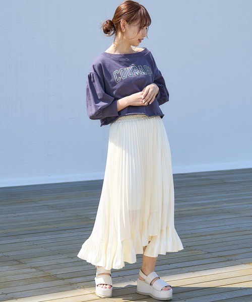 one after another NICE CLAUP(ワンアフターアナザーナイスクラップ)の「イレヘムプリーツスカート(スカート・レディース・オフホワイト/ライトベージュ/ベージュ系その他/ブルー系その他/ドット・FREE)」の13枚目の写真