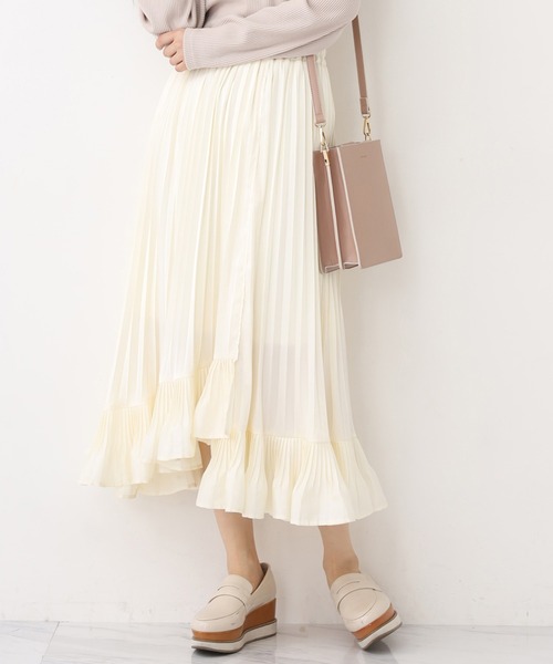 one after another NICE CLAUP(ワンアフターアナザーナイスクラップ)の「イレヘムプリーツスカート(スカート・レディース・オフホワイト/ライトベージュ/ベージュ系その他/ブルー系その他/ドット・FREE)」の12枚目の写真