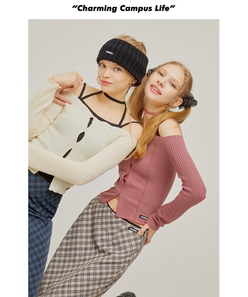 CRANK（クランク）の「『CRANK/クランク』KNIT SLIT OFF SHOULDER/ニットスリット オフショルダー（ニット/セーター・レディース・ピンク/ブラック/イエロー/アイボリー・FREE）」の5枚目の写真