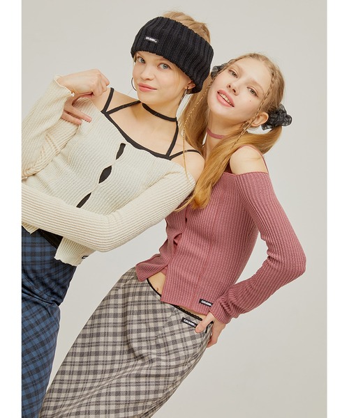 ☆韓国の人気☆【OPEN YY】☆SLIT SHOULDER KNIT TO.P☆ ☆韓国の人気☆【OPEN YY】☆SLIT SHOULDER KNIT TO.P☆