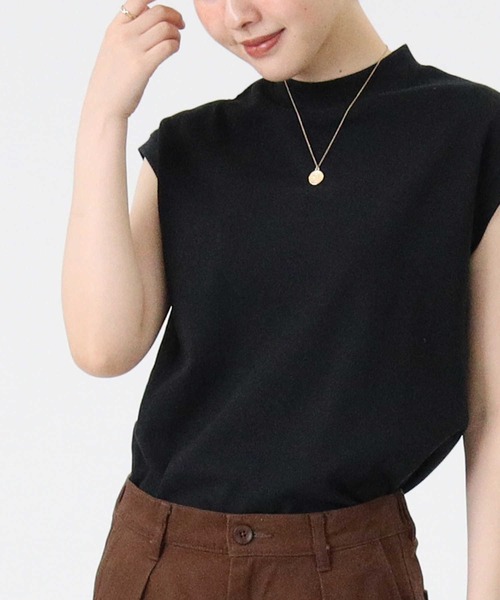 HONEYSUCKLE ROSE（ハニーサックルローズ）の「【HONEYSUCKLE ROSE】モクネックＴシャツ（Tシャツ/カットソー・レディース・ホワイト/ベージュ/ブラック・M/L）」の1枚目の写真