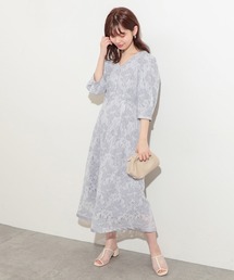 natural couture | 袖口パイピング7分袖レースワンピース(ワンピース)