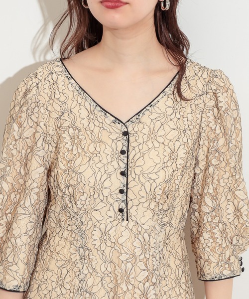 natural couture（ナチュラルクチュール）の「袖口パイピング7分袖レースワンピース（ワンピース・レディース・ベージュ/アイボリー/ラベンダー・FREE）」の22枚目の写真