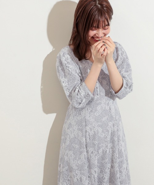 natural couture（ナチュラルクチュール）の「袖口パイピング7分袖レースワンピース（ワンピース・レディース・ベージュ/アイボリー/ラベンダー・FREE）」の14枚目の写真