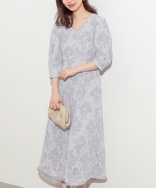 natural couture（ナチュラルクチュール）の「袖口パイピング7分袖レースワンピース（ワンピース・レディース・ベージュ/アイボリー/ラベンダー・FREE）」の16枚目の写真