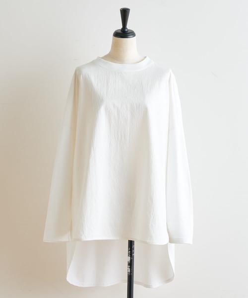 BEARDSLEY（ビアズリー）の「布帛コンビカットソー（Tシャツ/カットソー・レディース・ホワイト/ネイビー・FREE）」の10枚目の写真