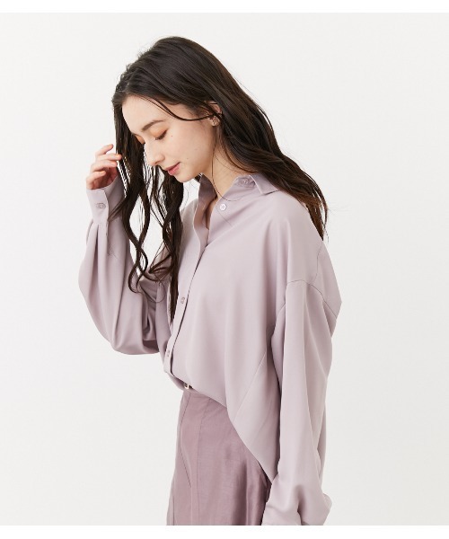 rienda(リエンダ)の「シンプルレディーシャツ(シャツ/ブラウス・レディース・ブラウン/ライトパープル/ライトベージュ・FREE)」の3枚目の写真