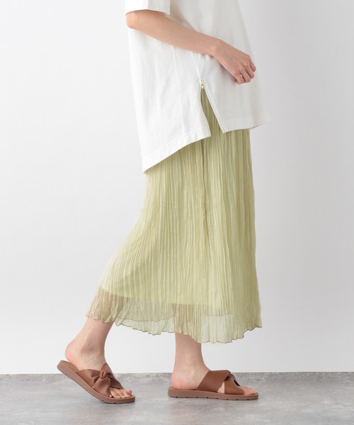 GLOBAL WORK（グローバルワーク）の「ワッシャープリーツスカート/942427（スカート・レディース・チャコールグレー/その他/グレー系その他/イエロー系その他4・FREE）」の4枚目の写真