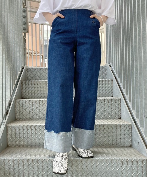 Figments(フィグメンツ)の「フィッシャーマンデニムパンツ(デニムパンツ・レディース・インディゴブルー/ブルー系その他・FREE)」の2枚目の写真