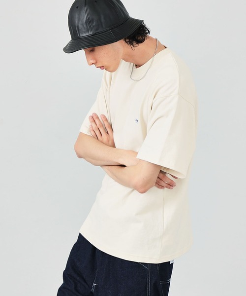 Lee（リー）の「【鹿の子素材】ワンポイント　半袖Tシャツ（Tシャツ/カットソー・メンズ・ブラック/ベージュ/オフホワイト・SMALL/MEDIUM/LARGE/X-LARGE）」の8枚目の写真