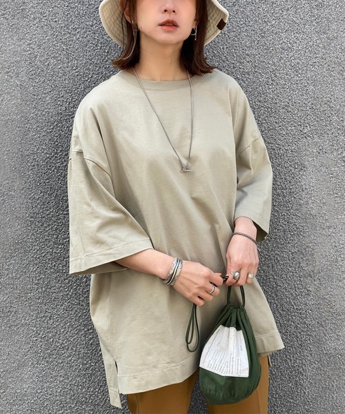 coen by SIZU（コーエンバイシズ）の「coen by SIZU ユニセックスビッグTシャツ（Tシャツ/カットソー・レディース・ホワイト/ブラック/オリーブ/ライム/オレンジ/ナチュラル・MEDIUM/LARGE）」の5枚目の写真