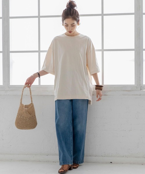 coen by SIZU（コーエンバイシズ）の「coen by SIZU ユニセックスビッグTシャツ（Tシャツ/カットソー・レディース・ホワイト/ブラック/オリーブ/ライム/オレンジ/ナチュラル・MEDIUM/LARGE）」の8枚目の写真