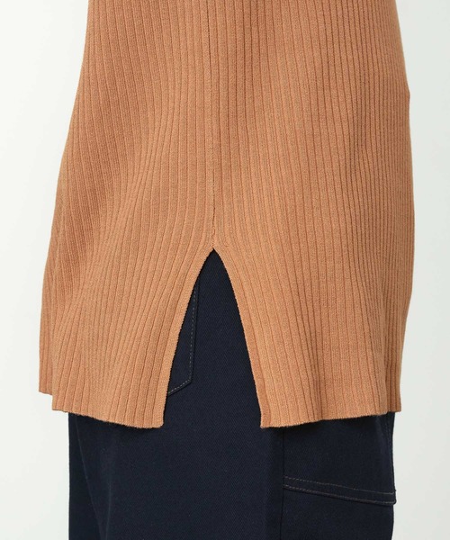 BONLECILL（ボンルシール）の「モックネック フレンチスリーブ サマーリブニットトップス（ニット/セーター・レディース・ブラウン/オフホワイト/オレンジ/ブルー・FREE）」の11枚目の写真