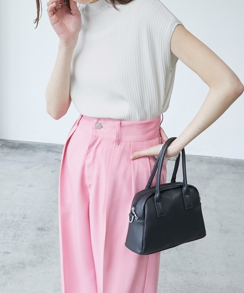 BONLECILL（ボンルシール）の「モックネック フレンチスリーブ サマーリブニットトップス（ニット/セーター・レディース・ブラウン/オフホワイト/オレンジ/ブルー・FREE）」の15枚目の写真