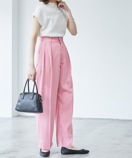 BONLECILL（ボンルシール）の「モックネック フレンチスリーブ サマーリブニットトップス（ニット/セーター・レディース・ブラウン/オフホワイト/オレンジ/ブルー・FREE）」の17枚目の写真