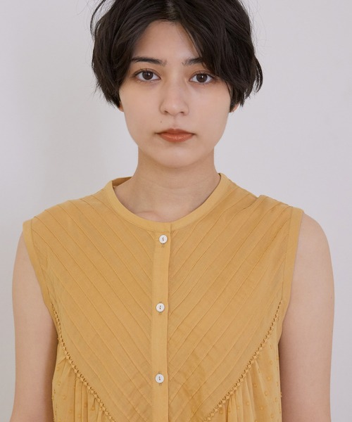 MADEMOISELLE ROPE'（マドモアゼル ロペ）の「【手洗い可】コットンドビーピンタックティアードワンピース（ワンピース・レディース・ダークパープル/イエロー系その他・38）」の11枚目の写真