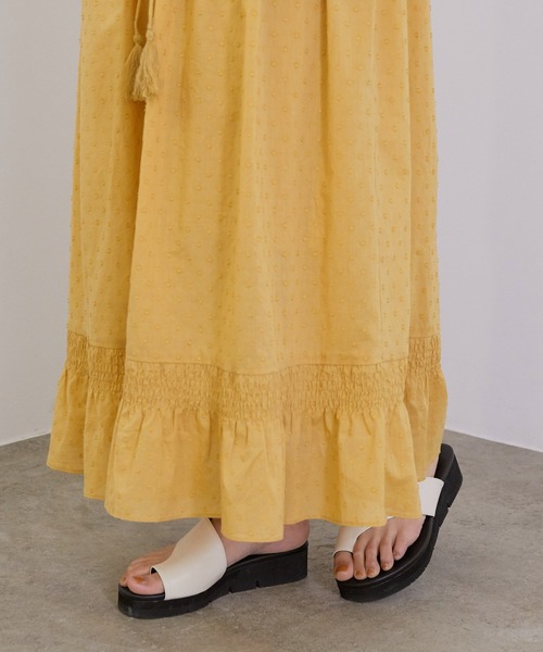 MADEMOISELLE ROPE'（マドモアゼル ロペ）の「【手洗い可】コットンドビーピンタックティアードワンピース（ワンピース・レディース・ダークパープル/イエロー系その他・38）」の14枚目の写真